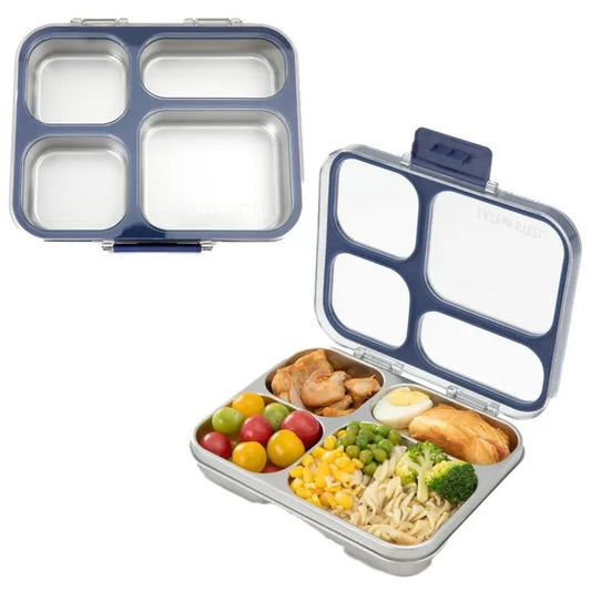 Eazy Kids - 4 Compartments Stainless Steel Bento Lunch Box With Tritan Lid 945ml