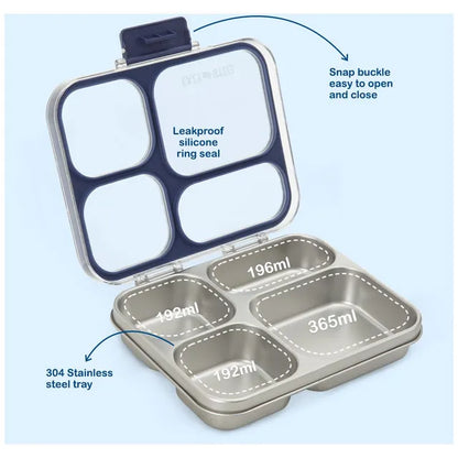 Eazy Kids - 4 Compartments Stainless Steel Bento Lunch Box With Tritan Lid 945ml