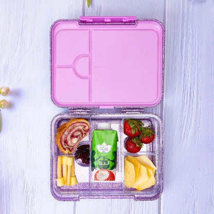 Eazy Kids - 6 And 4 Convertible Bento Lunch Box - Glitter Purple