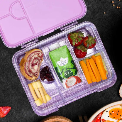 Eazy Kids - 6 And 4 Convertible Bento Lunch Box - Glitter Purple