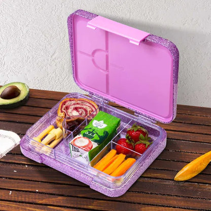 Eazy Kids - 6 And 4 Convertible Bento Lunch Box - Glitter Purple