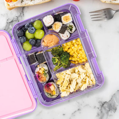 Eazy Kids - 6 & 4 Convertible Bento Lunch Box Set - Butterfly Purple