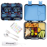 Eazy Kids - 6 & 4 Convertible Bento Lunch Box Set - Car Racing Blue