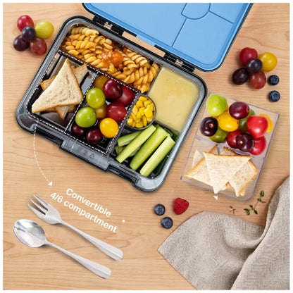 Eazy Kids - 6 & 4 Convertible Bento Lunch Box Set - Car Racing Blue