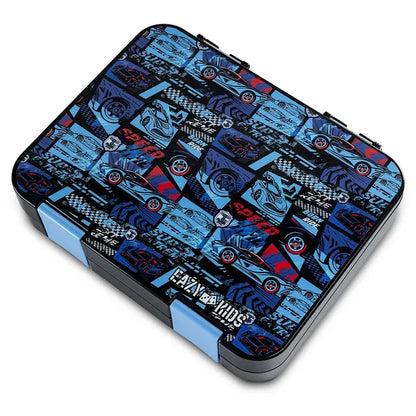 Eazy Kids - 6 & 4 Convertible Bento Lunch Box Set - Car Racing Blue