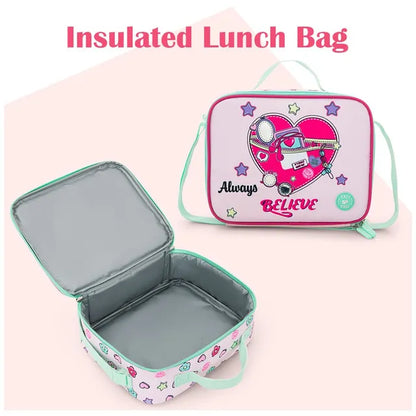 Eazy Kids - 17" Always Believe School Bag Combo - Pink - 3 Pc Set