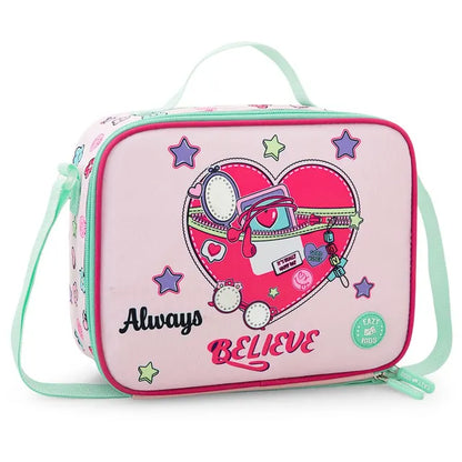 Eazy Kids - 17" Always Believe School Bag Combo - Pink - 3 Pc Set