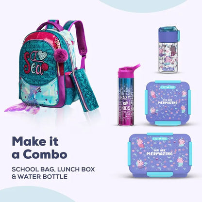 Eazy Kids - 17" Backpack with Lunch Bag & Pencil Case - Sea Green