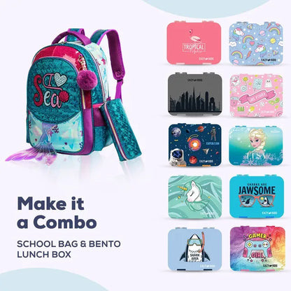 Eazy Kids - 17" Backpack with Lunch Bag & Pencil Case - Sea Green