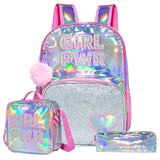 Eazy Kids - 18" Backpack With Lunch Bag And Pencil Case - Girl Power Pink