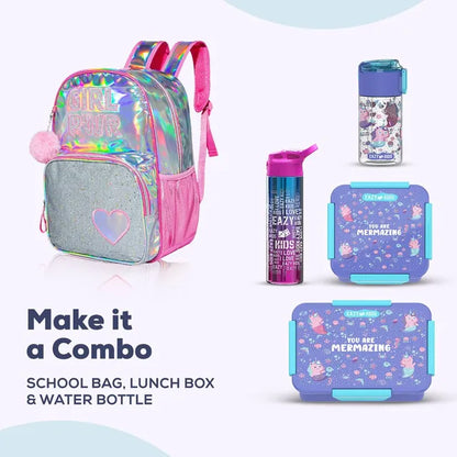Eazy Kids - 18" Backpack With Lunch Bag And Pencil Case - Girl Power Pink