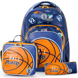 Eazy Kids - 18" Backpack With Lunch Bag & Pencil Case - Basketball