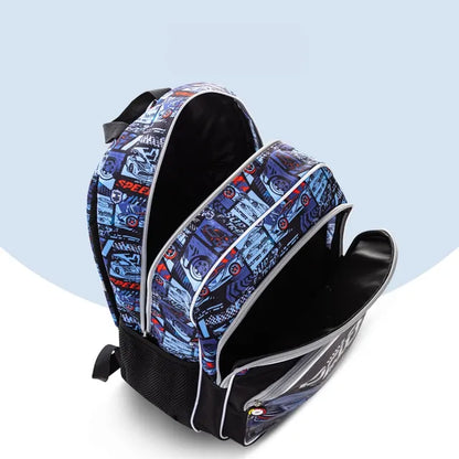 Eazy Kids - 18" Backpack With Lunch Bag & Pencil Case - Car Racing