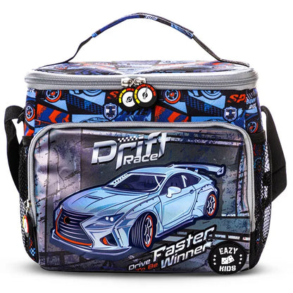 Eazy Kids - 18" Backpack With Lunch Bag & Pencil Case - Car Racing