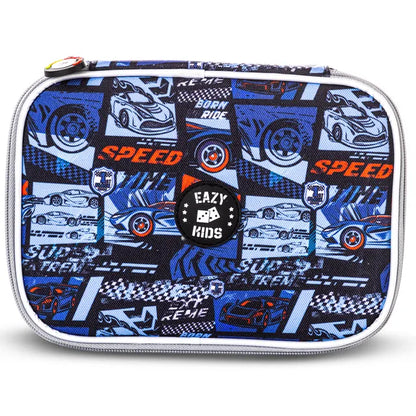 Eazy Kids - 18" Backpack With Lunch Bag & Pencil Case - Car Racing