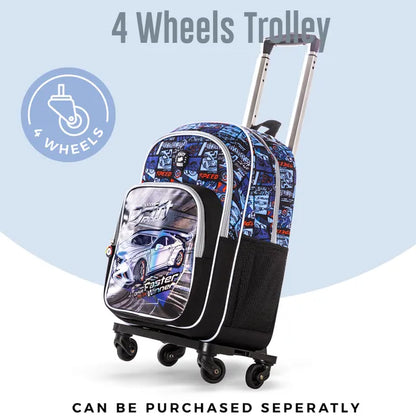 Eazy Kids - 18" Backpack With Lunch Bag & Pencil Case - Car Racing