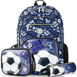 Eazy Kids - 18" Backpack with Lunch Bag & Pencil Case - Football