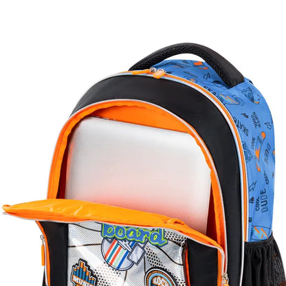 Eazy Kids - 17" Backpack with Lunch Bag & Pencil Case - Skate Board