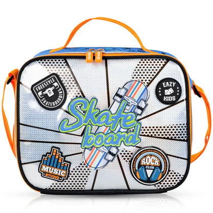 Eazy Kids - 17" Backpack with Lunch Bag & Pencil Case - Skate Board