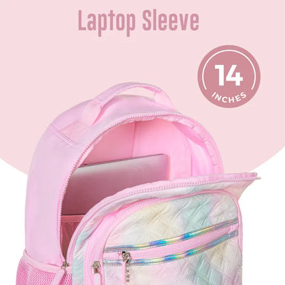 Eazy Kids - 17" Backpack with Lunch Bag & Pencil Case - Sugar Pop Pink