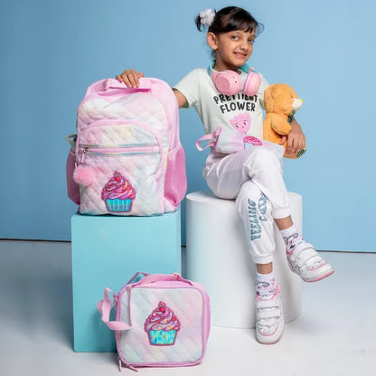 Eazy Kids - 17" Backpack with Lunch Bag & Pencil Case - Sugar Pop Pink
