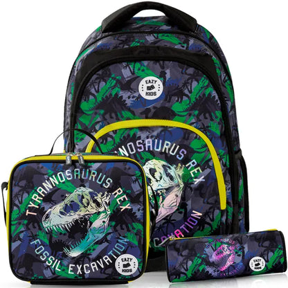 Eazy Kids - Backpack with Lunch Bag & Pencil Case - T-Rex