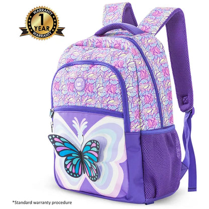 Eazy Kids - 18" Backpack with Lunch & Pencil Bag - 3D Purple Butterfly
