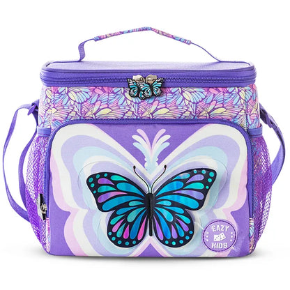 Eazy Kids - 18" Backpack with Lunch & Pencil Bag - 3D Purple Butterfly