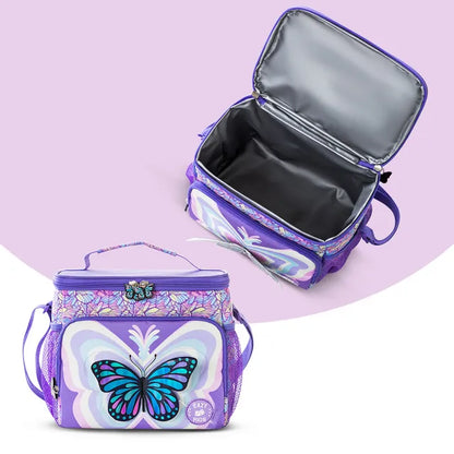 Eazy Kids - 18" Backpack with Lunch & Pencil Bag - 3D Purple Butterfly