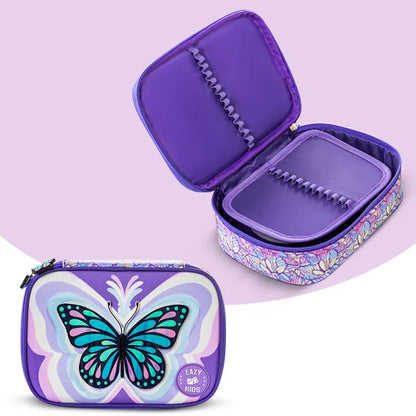 Eazy Kids - 18" Backpack with Lunch & Pencil Bag - 3D Purple Butterfly