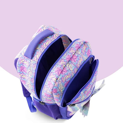 Eazy Kids - 18" Backpack with Lunch & Pencil Bag - 3D Purple Butterfly
