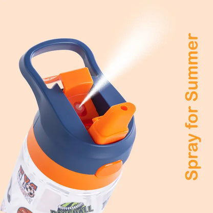 Eazy Kids - Basket Ball Tritan Water Bottle with Spray 750ml - Blue/Orange