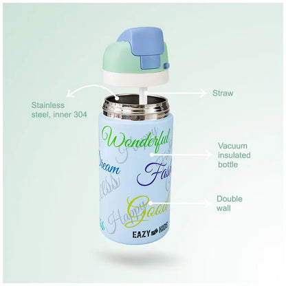 Eazy Kids - Bling Stainless Steel Water Bottle - Blue - 445 ml