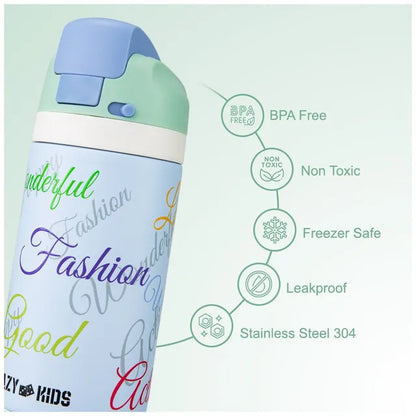 Eazy Kids - Bling Stainless Steel Water Bottle - Blue - 445 ml