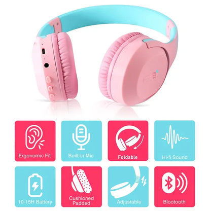 Eazy Kids - Bluetooth 5.4 Wireless Headset - Pink
