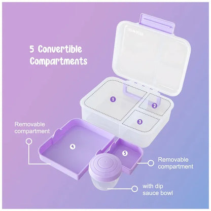 Eazy Kids - 3/4/5 Compartment Convertible 1650ml Bento Lunch Box with 150ml Gravy Bowl