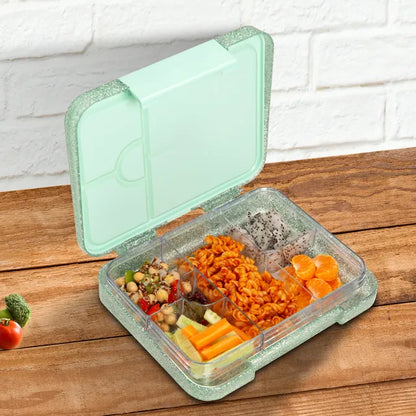Eazy kids - 6 And 4 Convertible Bento Lunch Box - Glitter Green