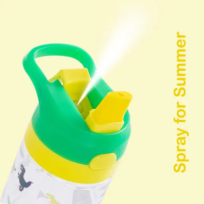 Eazy Kids - Dinosaur Tritan Water Bottle with Spray 500ml - Green/Yellow