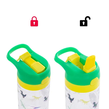 Eazy Kids - Dinosaur Tritan Water Bottle with Spray 500ml - Green/Yellow