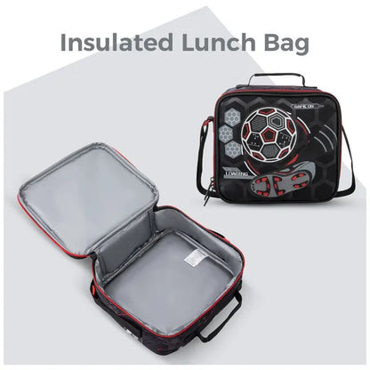 Eazy Kids - 17" Football Trolley School Backpack With Lunch Bag And Pencil Case - Black