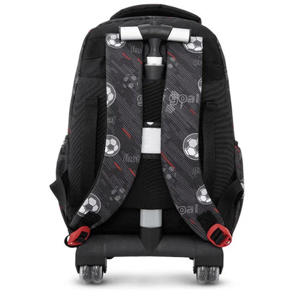 Eazy Kids - 17" Football Trolley School Backpack With Lunch Bag And Pencil Case - Black