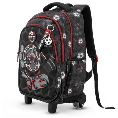 Eazy Kids - 17" Football Trolley School Backpack With Lunch Bag And Pencil Case - Black