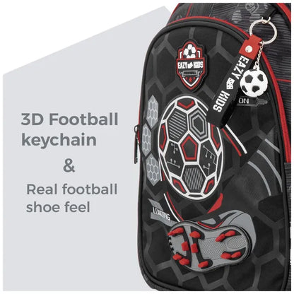 Eazy Kids - 17" Football Trolley School Backpack With Lunch Bag And Pencil Case - Black