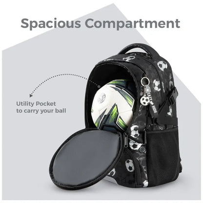 Eazy Kids 17” 3-Piece School Backpack Set for Kids – Football Design - Black