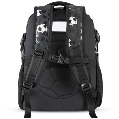 Eazy Kids 17” 3-Piece School Backpack Set for Kids – Football Design - Black