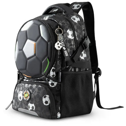 Eazy Kids 17” 3-Piece School Backpack Set for Kids – Football Design - Black