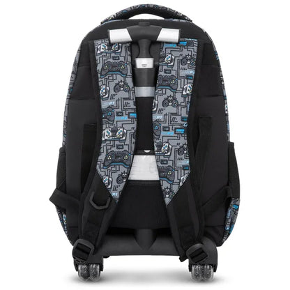 Eazy Kids - 17" Gamer Trolley School Backpack With Lunch Bag And Pencil Case - Grey