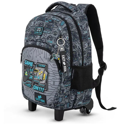 Eazy Kids - 17" Gamer Trolley School Backpack With Lunch Bag And Pencil Case - Grey