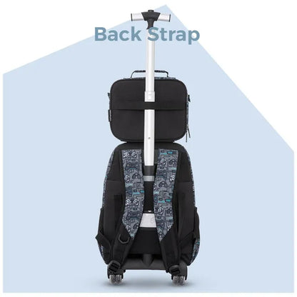 Eazy Kids - 17" Gamer Trolley School Backpack With Lunch Bag And Pencil Case - Grey