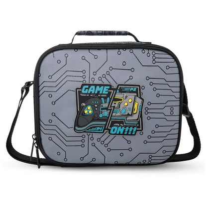 Eazy Kids - 17" Gamer Trolley School Backpack With Lunch Bag And Pencil Case - Grey
